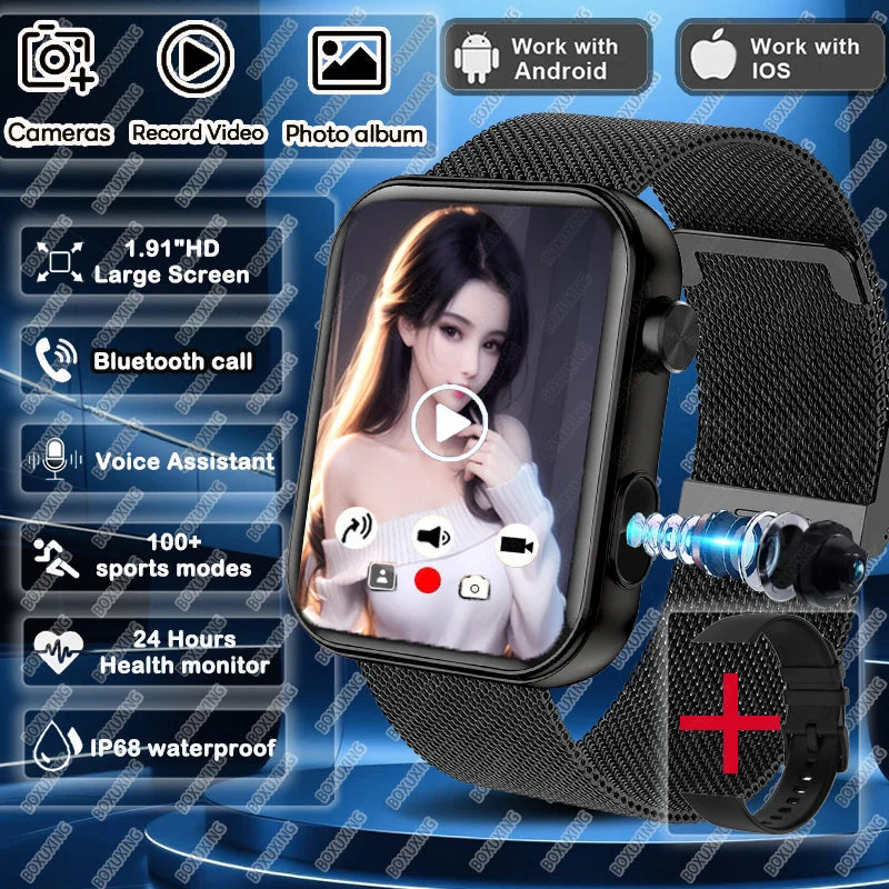 2025New Smart Watch Women Men sound recording Camera Take Photo Record Video Watches Sports Waterproof Bluetooth Call Smartwatch