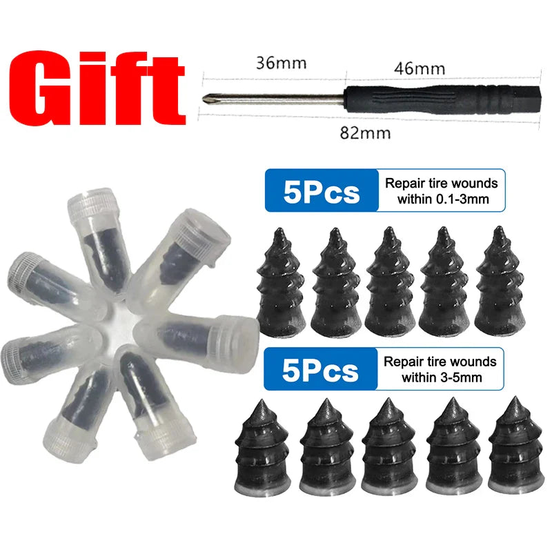 Car Motorcycle Vacuum Tyre Repair Nails Truck Scooter Bike Tire Puncture Repair Tubeless Tools Rubber Metal Accessories 10/30Pcs
