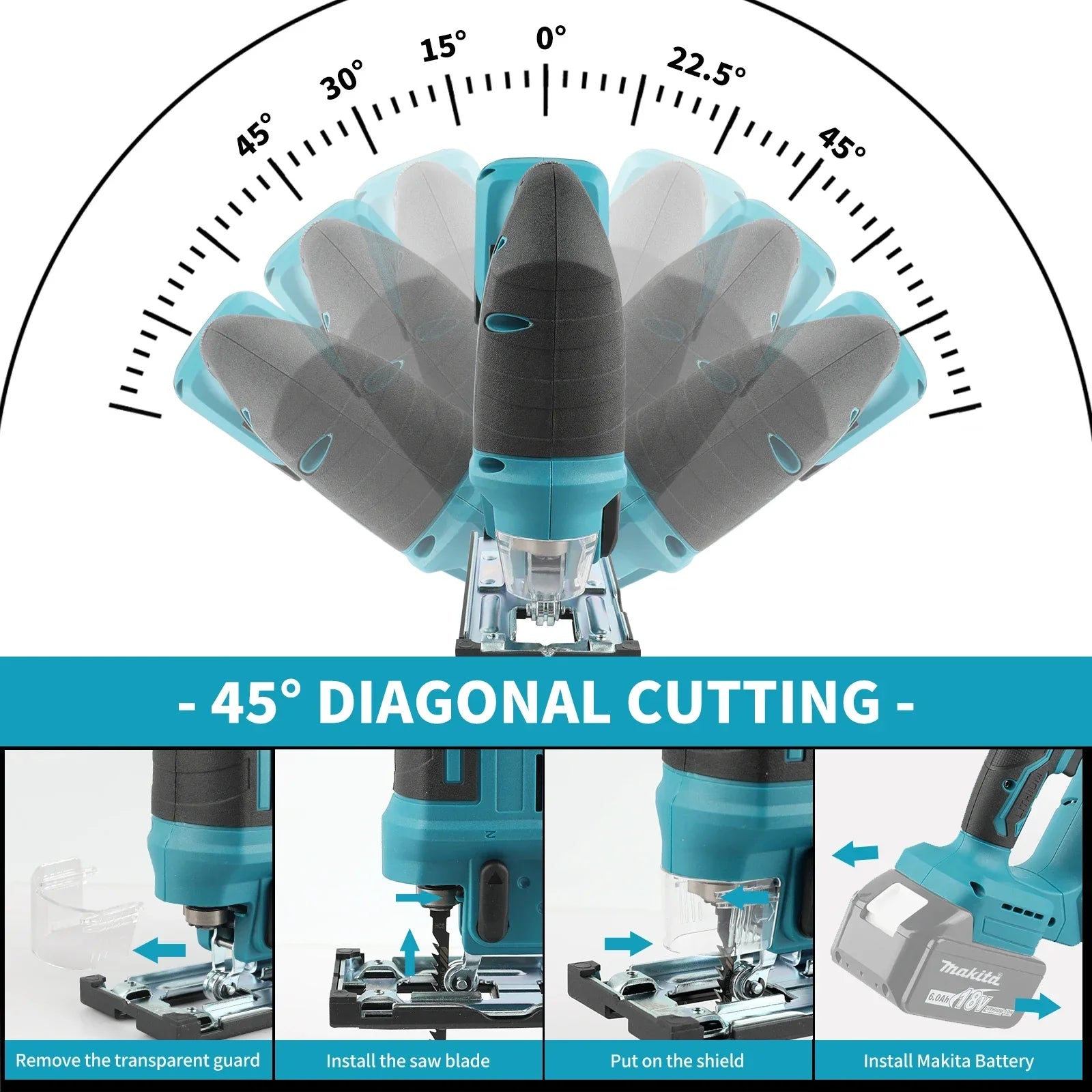 For Makita DJV182 Brushless Portable Carpenter Power Tool Jigsaw Electric Jig Cordless Barrel Handle Jigsaw Free Delivery