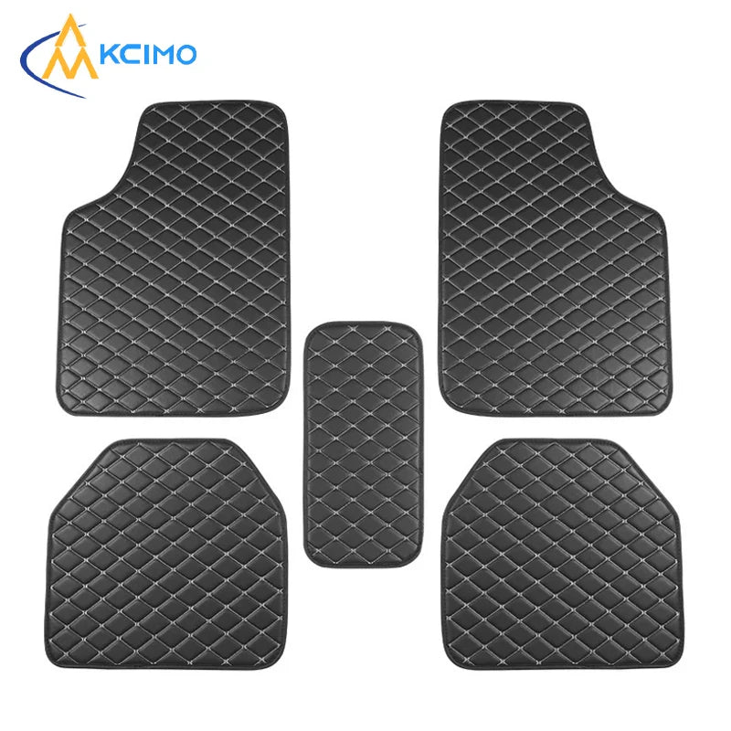 5Pcs Car Floor Mats PU Leather Waterproof Auto Foot Pad Protector pads Fashion Car Carpet Cushion For All Seasons