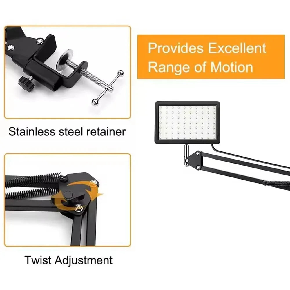 BSLIUFANG LED Photography Selfie Lights Conference Lighting Photo Studio Lamp With Scissor Arm Stand For YouTube Live Streaming