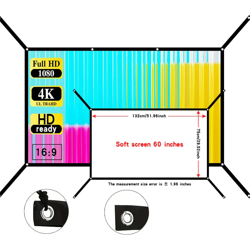 60-150 inch wall mounted foldable projection screen, simple home theater projection screen - extended version