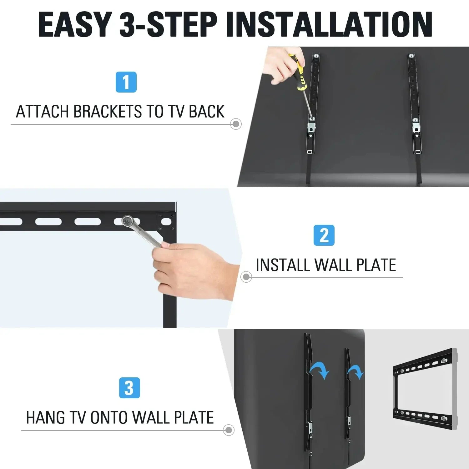 26-63inch TV Wall Mount Bracket Universal TV Mount Monitor Holder Adjustable Low Profile Flat TV Wall Mount for LCD LED Monitor