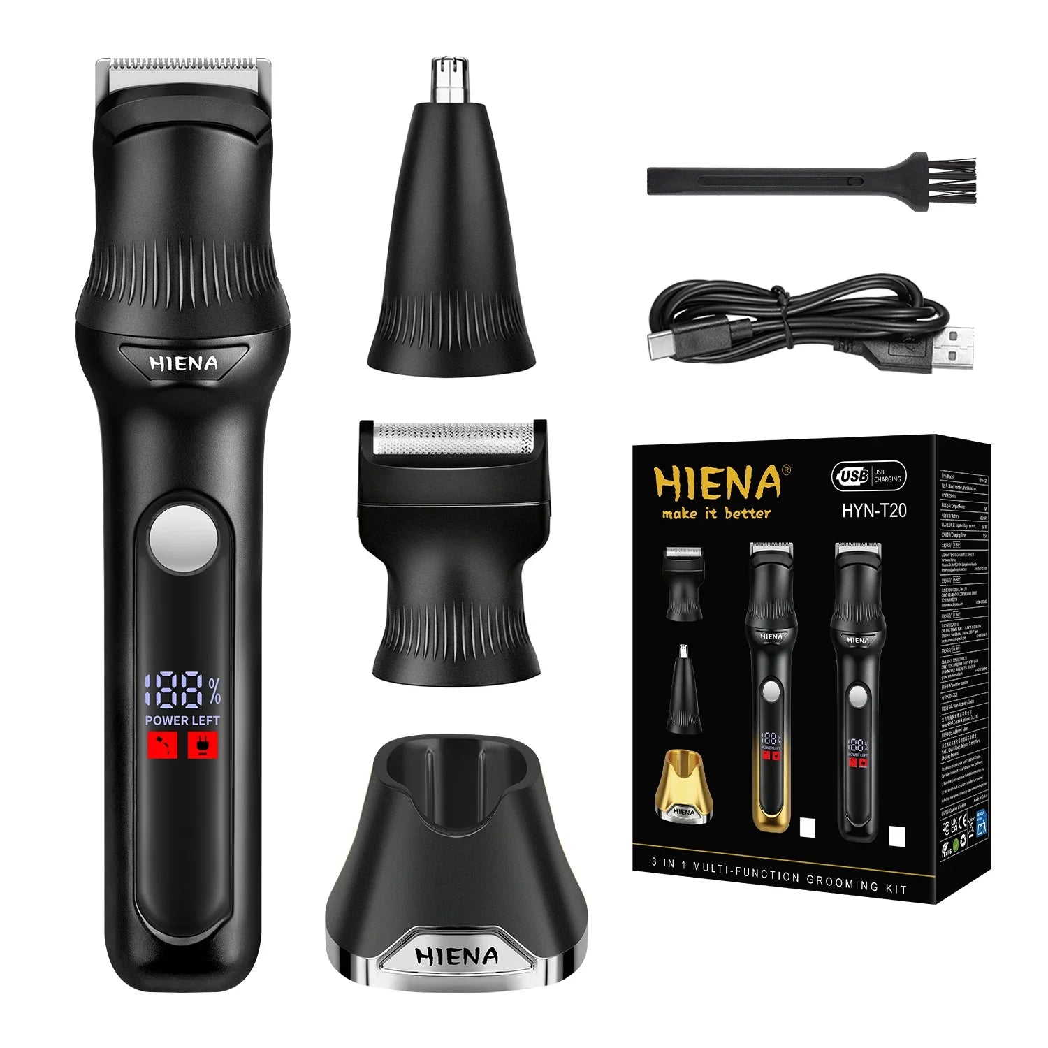 Professional Beard Hair Trimmer For Men Electric Razor and Sideburn Trimmer for Men Rechargeable USB with Display Body Beard