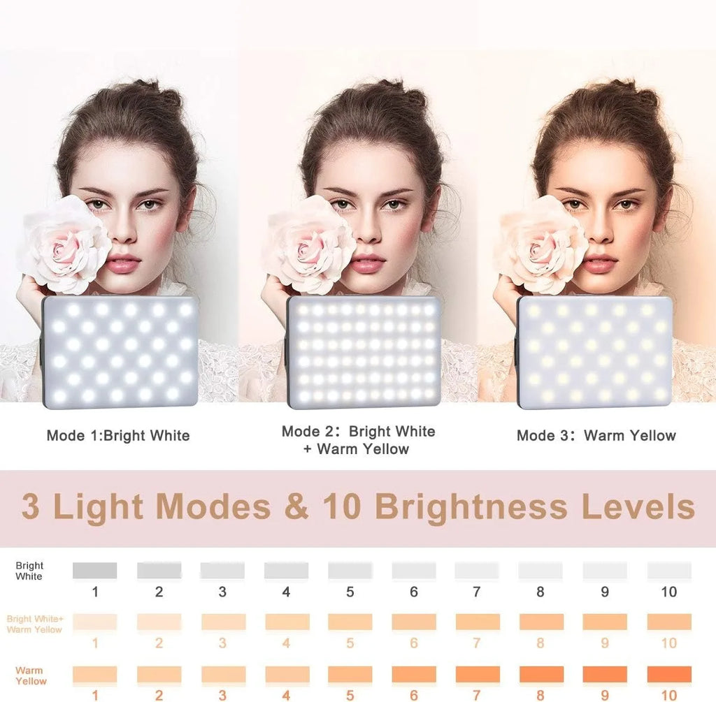 LED Portable Clip-on Selfie Light; Video Conference Lighting, 3 Lighting Modes, Suitable for iPhone Camera Laptop