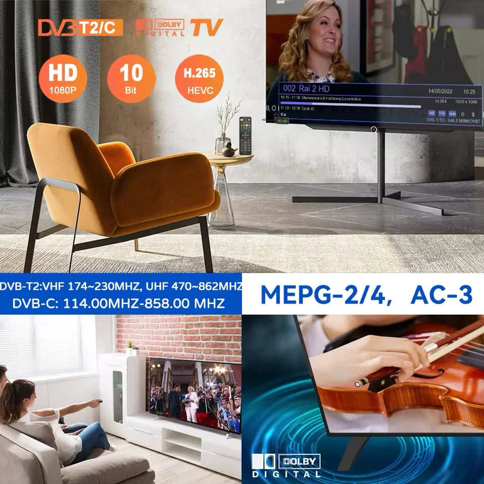 Dluxury U3mini DVB T2 DVB C Digital TV Decoder HD Free TV Channels 7Days EPG TV Tuner for Spain France Itlay Columbia ect