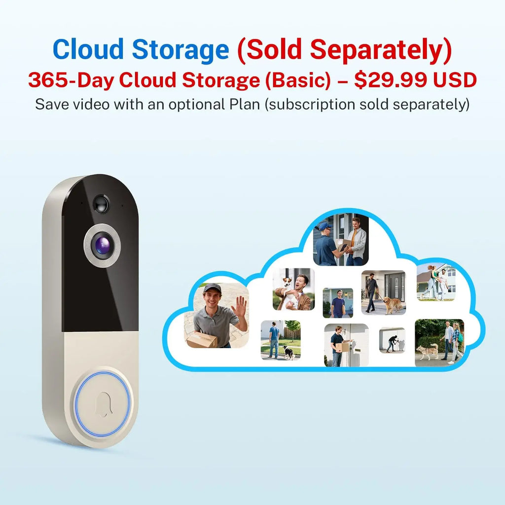 Rechargeable Wireless Doorbell Camera with 1080P, Night Vision, AI Detection & Cloud Storage