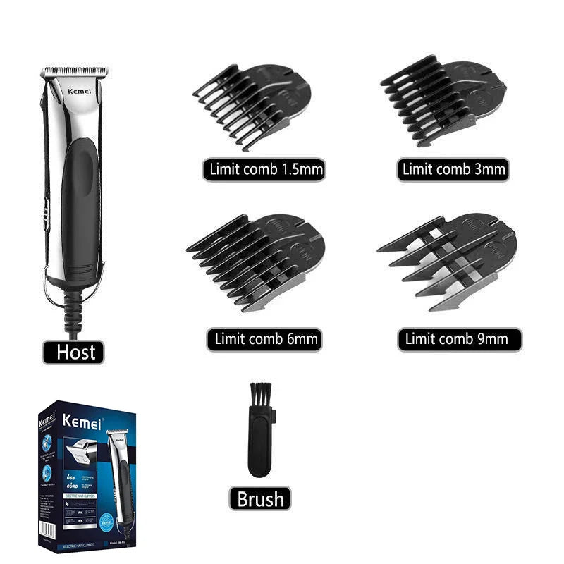 Kemei 850 professional hair trimmer corded hair cutting machine for men plug in electric hair clipper children Home Haircut Kit