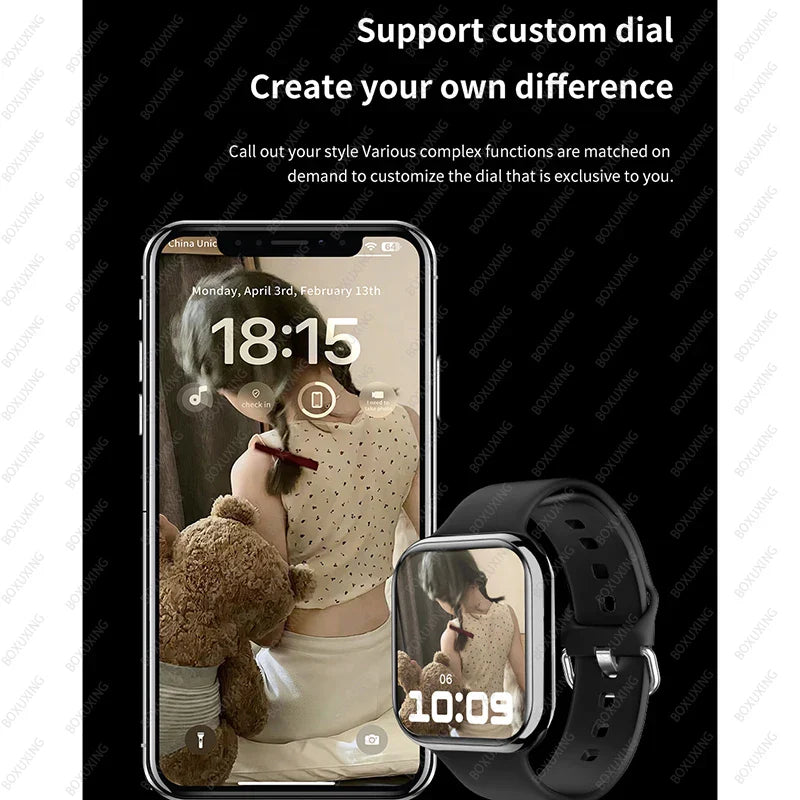 2025 AMOLED 2.05" HD Screen Smart Watch Women Series 8 Custom Dial 500+ Wireless Charging Men Smartwatch NFC GPS Tracker Watch 9