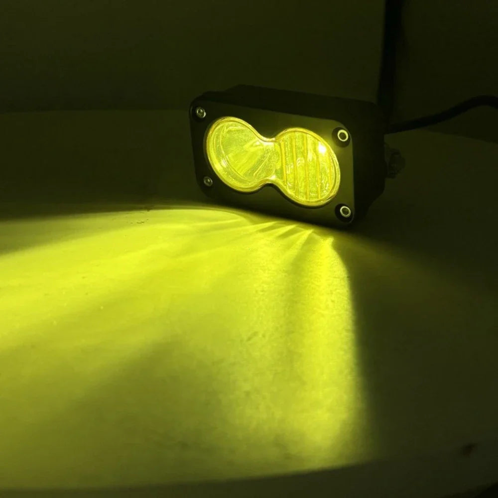 Car Spotlight 3 Inch White Yellow LED Pod Driving Work Light for Pickup Motorcycle Truck Offroad Roof Luggage Rack Lamp