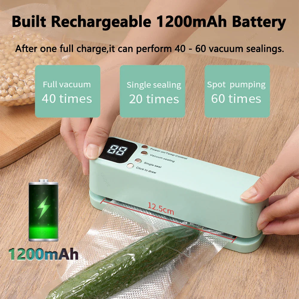 Food Vacuum Sealer USB Rechargeable Package Plastic Bag Mini Heat Sealer Portable Wireless Automatic Food Vacuum Sealing Machine