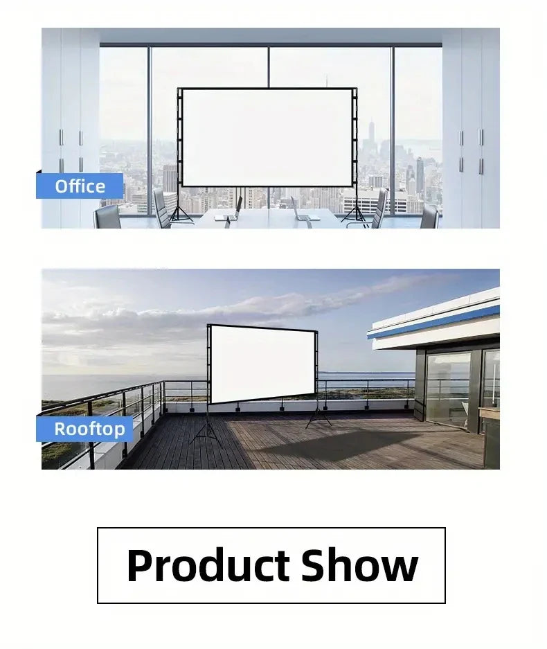 Double triangular bracket projection screen, more stable and not afraid of wind, easy to install, with storage bag