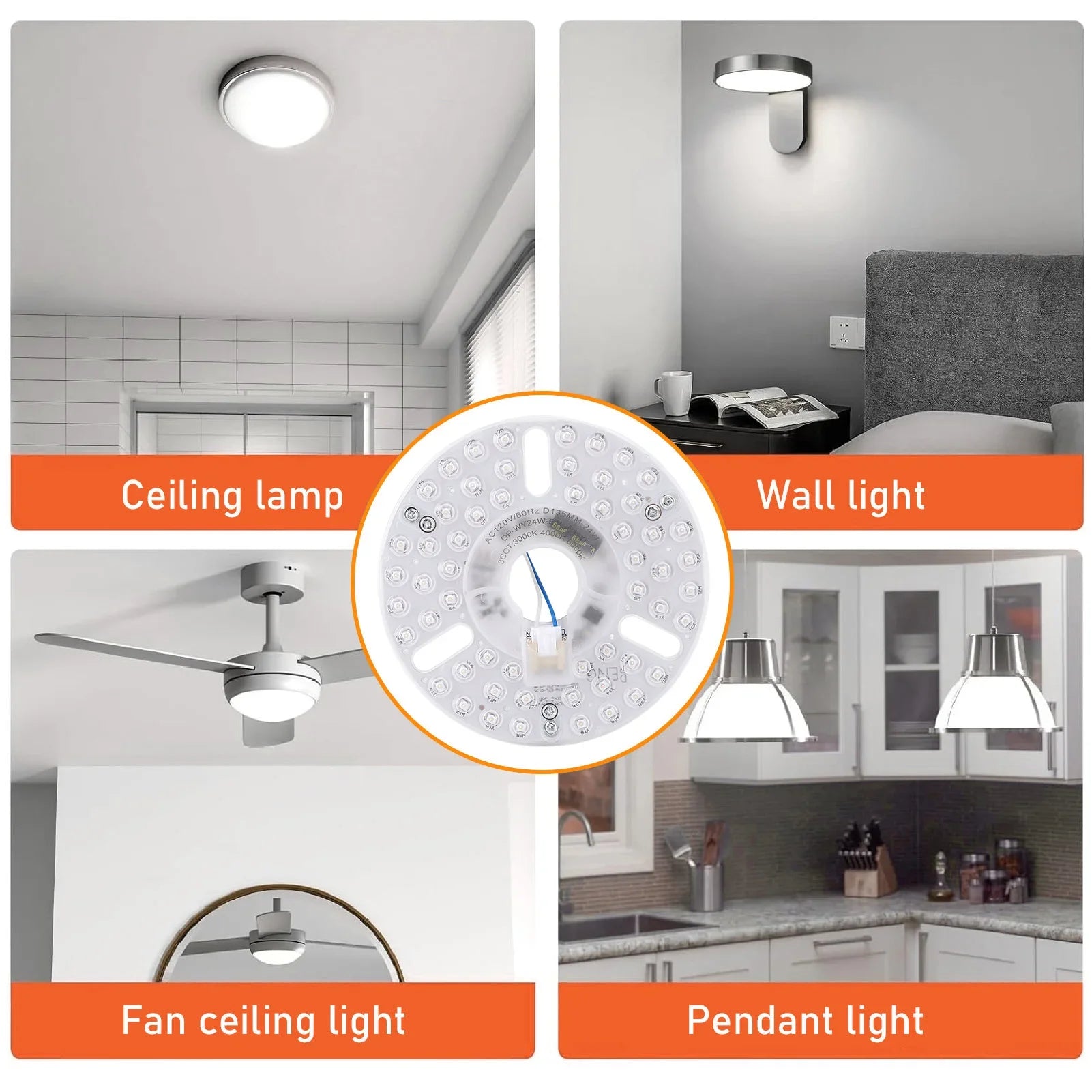 5.3 Inch Ceiling Fan LED Light Replacement 24W 3CCT Dimmable Magnetic LED Fan Light Board Panel Retrofit Light with Memory