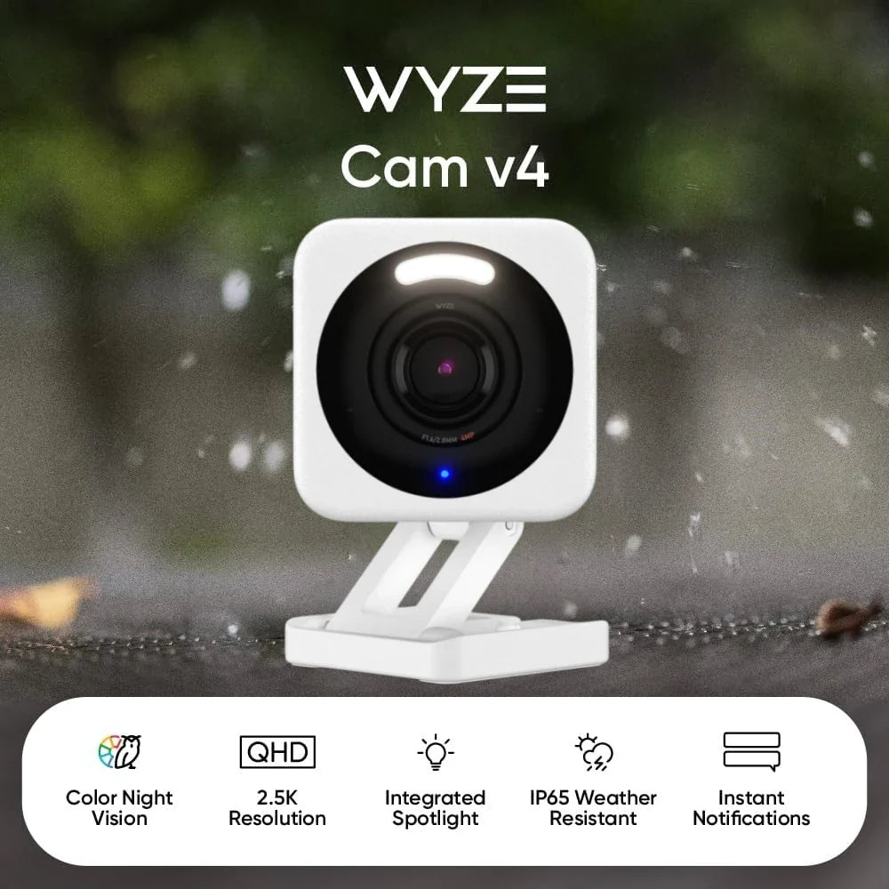 Wyze Cam v4, 2K Wi-Fi Smart Home Security Camera, Motion Activated Spotlight/Siren, 2-Way Audio, Outdoor/Indoor Pet/Baby Monitor