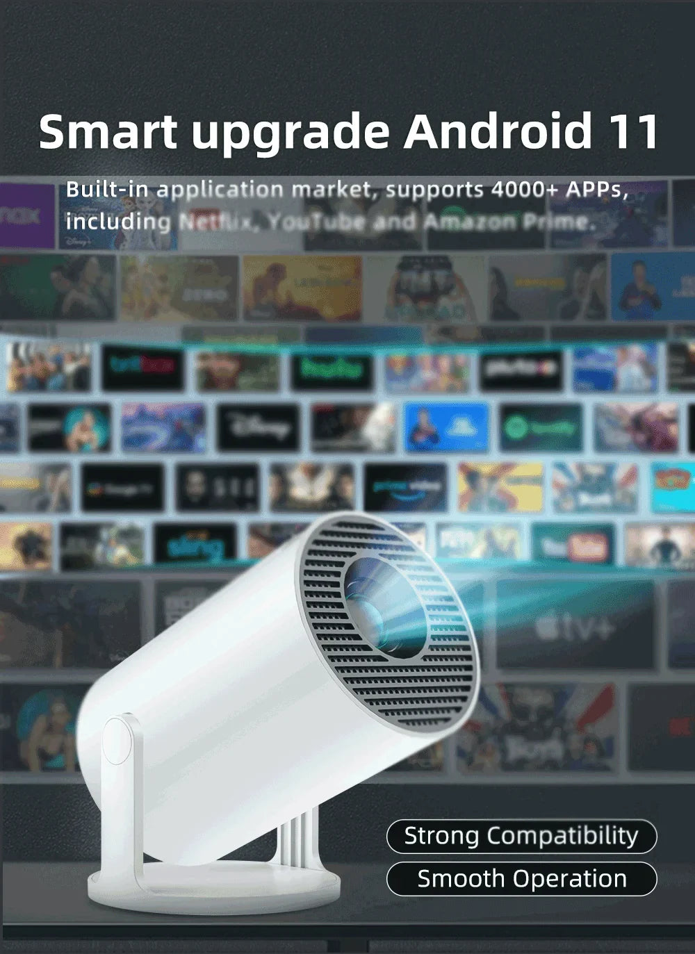 30000+ GAME projectors 4k android portable video projector bluetooth and wifi Home theater support Netfli YouTub