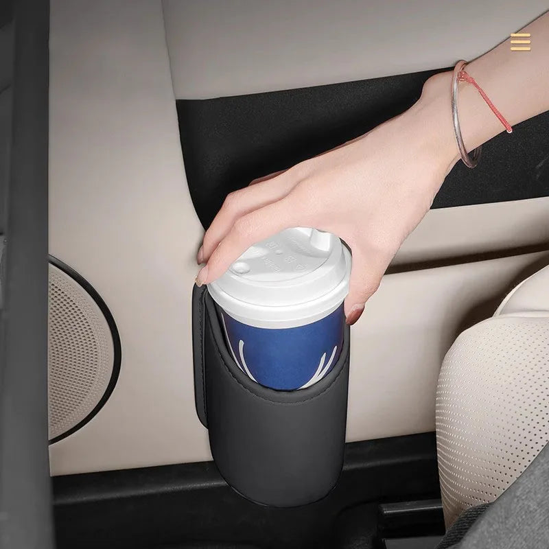 Kcimo PU Leather Car Door Cup Holder Box Back Clip Design Drink Rack Storage Bin Universal Car Seat Back Water Cup Box Organizer