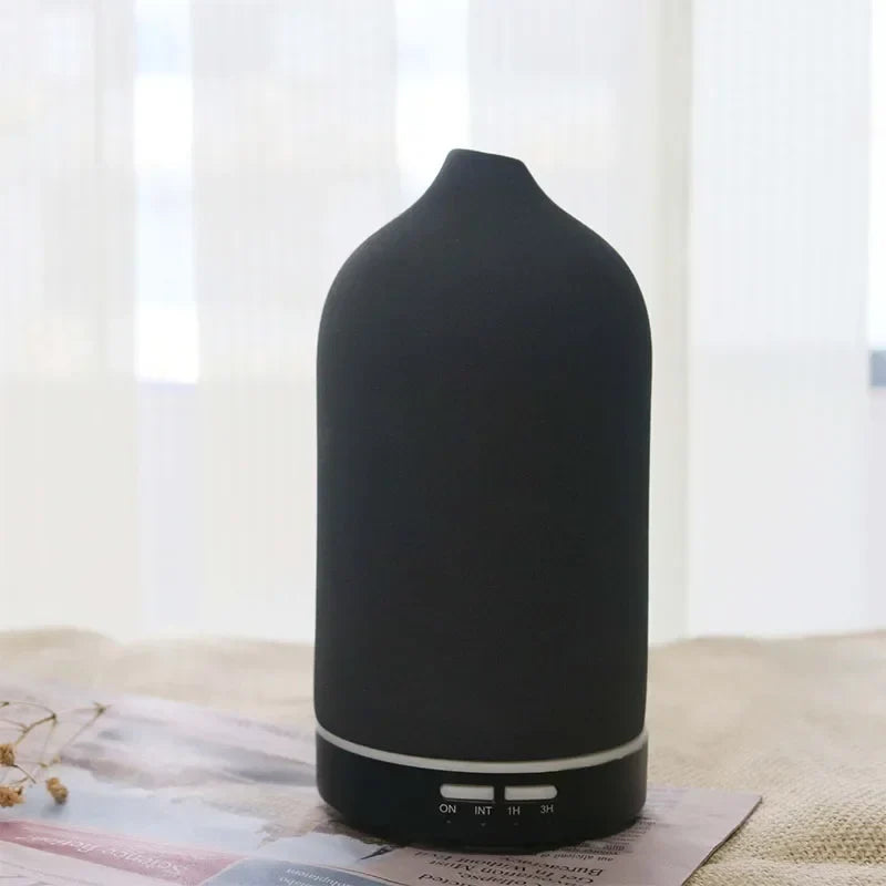 Ceramic Essential Oil Aromatherapy Diffuser Ultrasonic Air Humidifier with Timer Night Light Waterless Auto Off Cool Mist Maker