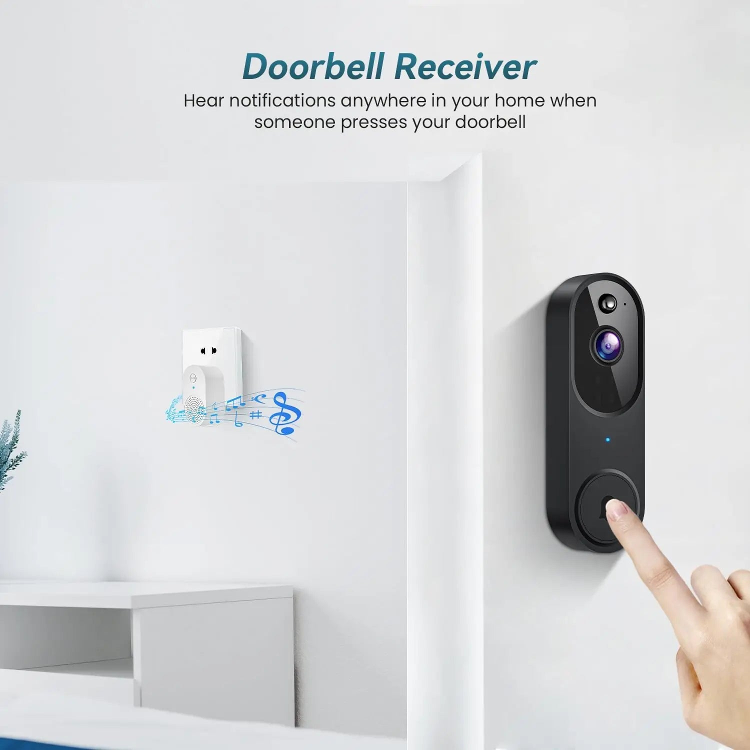 Wireless Video Doorbell Camera with Two-Way Audio, AI Motion Detection, Night Vision, Cloud Storage, 2.4G Wi-Fi