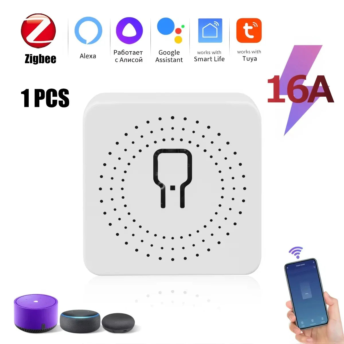 WIFI/ZigBee Smart Mini Smart Light Switch 2 Way Control Breaker Relay 16A Smart Life APP Voice Control For Tuya Alexa Google