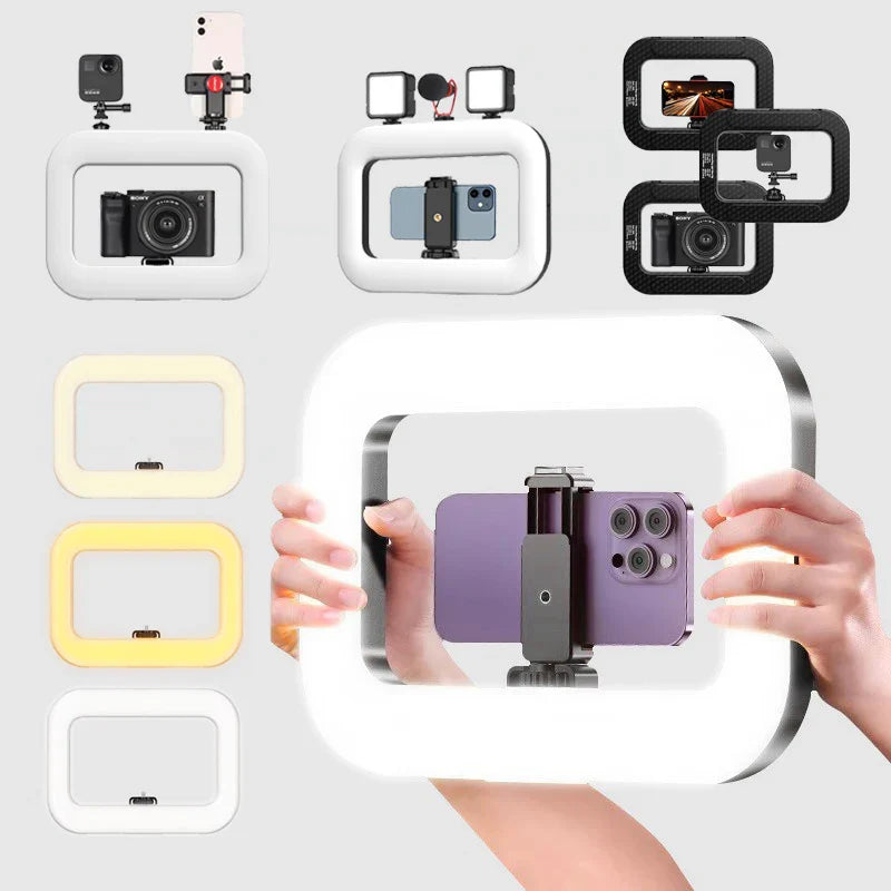 New Handheld Ring LED Rechargeable Fill light Portable Mobile Phone Live Broadcast Photography Desktop Rabbit Cage Selfie Light