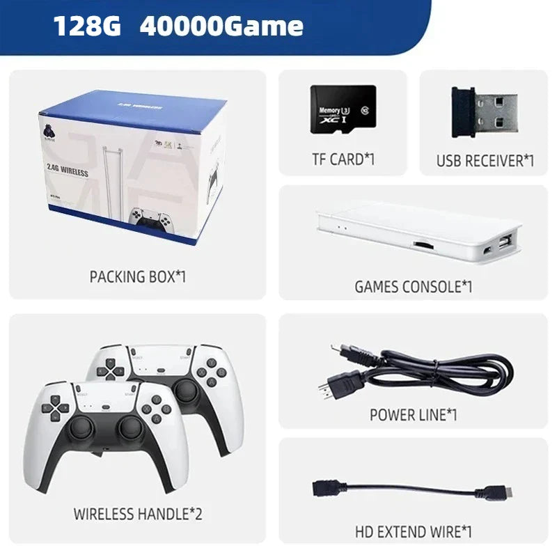 M15 Mini Retro Game Console 2.4G Wireless Dual Controller 4K Game Stick 64GB 20000 Retro Games Retro Game Family Gift