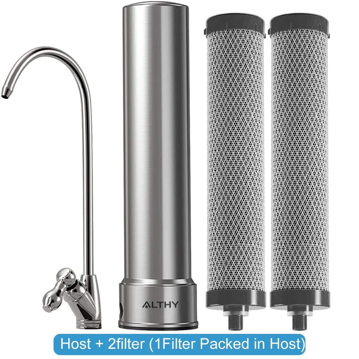 ALTHY U200PRO Kitchen Under Sink Drinking Water Filter Purifier 5 in 1, Stainless Steel Filtration System With Faucet