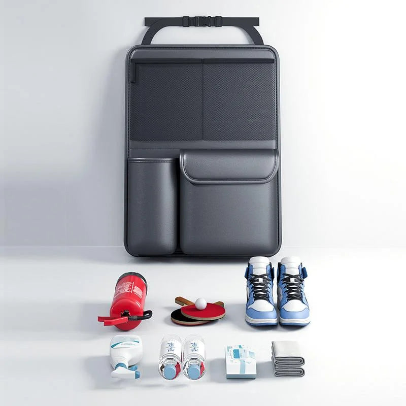 Kcimo PU Leather Car Trunk Storage Bag Foldable Tools Organizer Multifunctional Storage Suv Back Seat Hanging Organizer