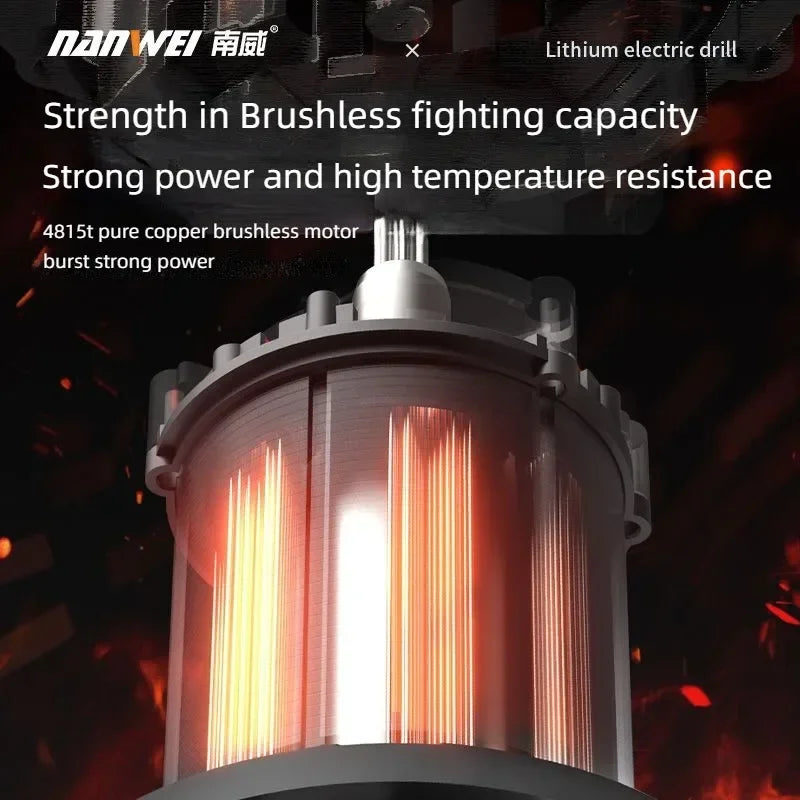 NANWEI 16.8V Brushless Electric Drill Cordless 55N.m Torque Li-ion Battery Screwdriver Power Tools for Home Improvement