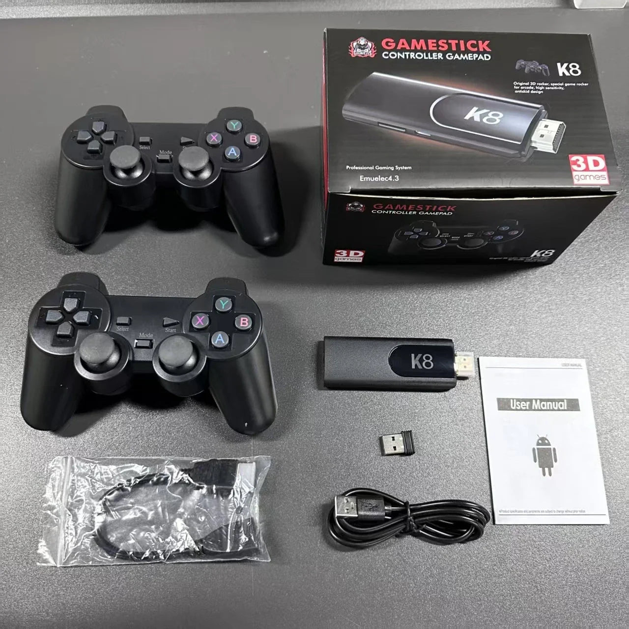 K8 Video Retro Game Console Dual Wireless Controller TV Game Stick 4K HD 20000 Retro Classical Games Retro Game player