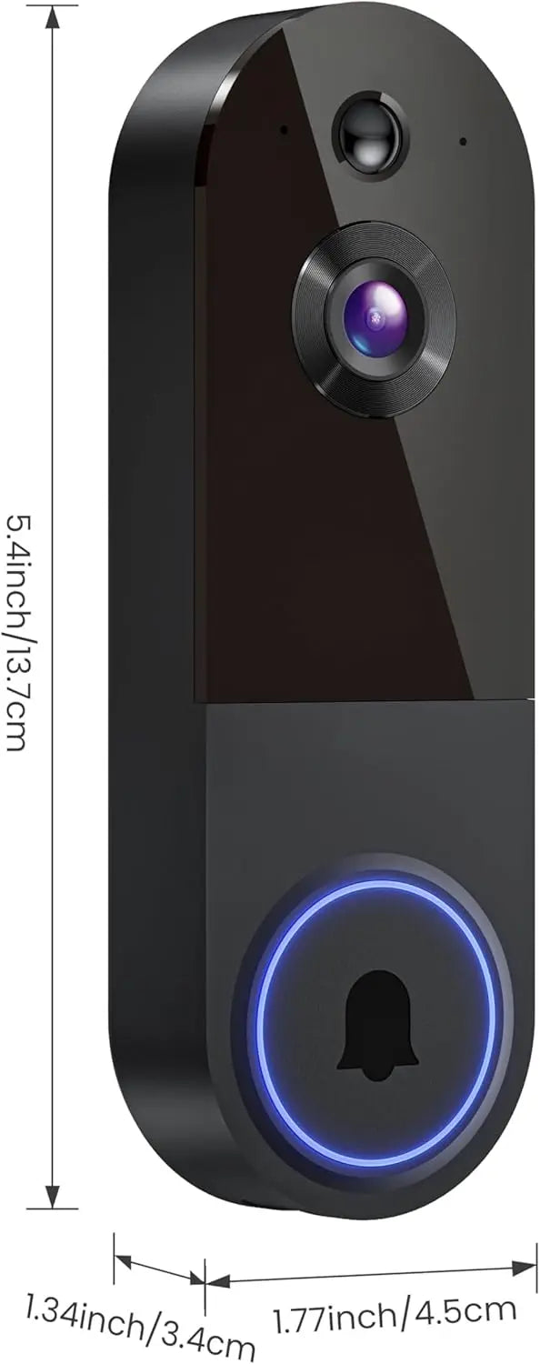 Wireless Wi-Fi Video Doorbell Camera with Night Vision, Two-Way Audio, AI Motion Detection, Cloud Storage