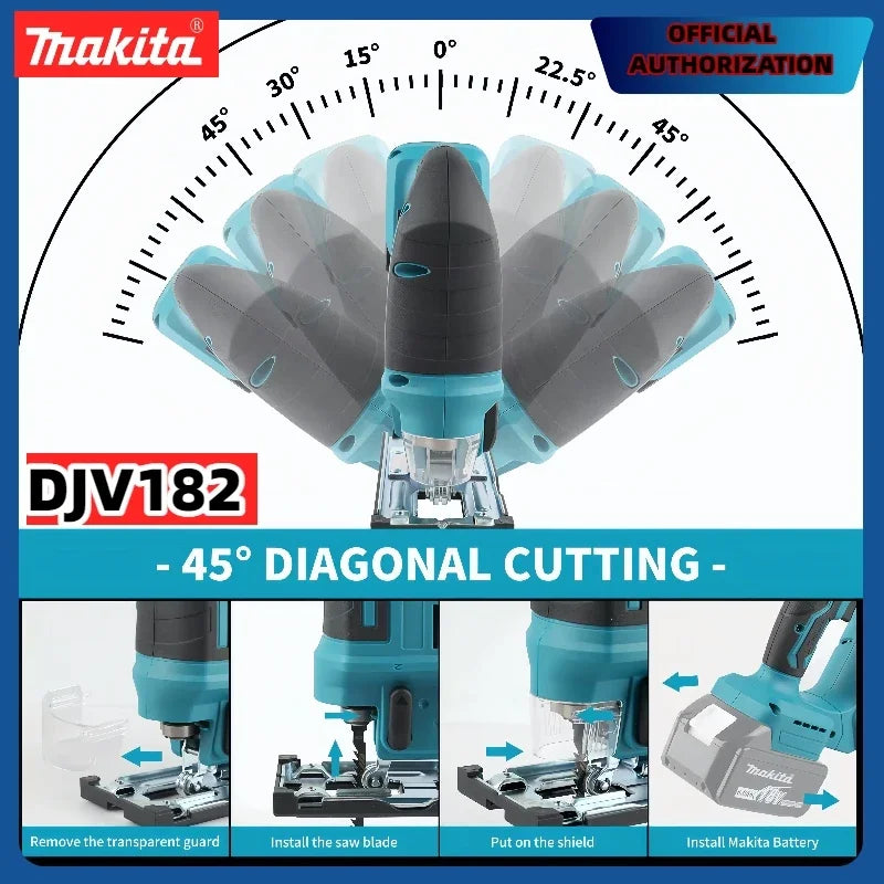 Makita DJV182Z Cordless 18V Lithium Battery Rechargeable Electric Jig Saw Curve Saw Woodworking Cutting Multifunction Saw