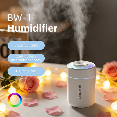 1PC Portable Mini Air Humidifier, Quiet Operation, Fine Mist Mode, with Ambient Lights - Portable USB Humidifier for Indoor Use