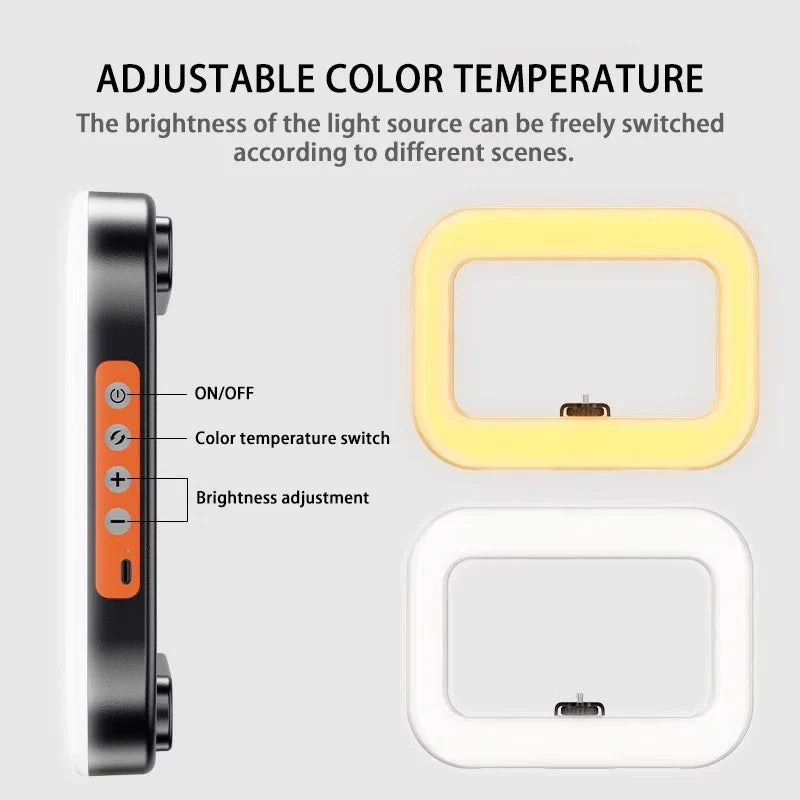 New Handheld Ring LED Rechargeable Fill light Portable Mobile Phone Live Broadcast Photography Desktop Rabbit Cage Selfie Light