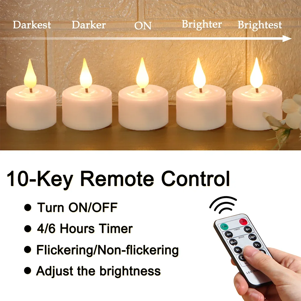 Flameless Flickering LED Candles Light Flameless Candles Rechargeable Candles for Wedding Decor Birthday Party Supplies Warm