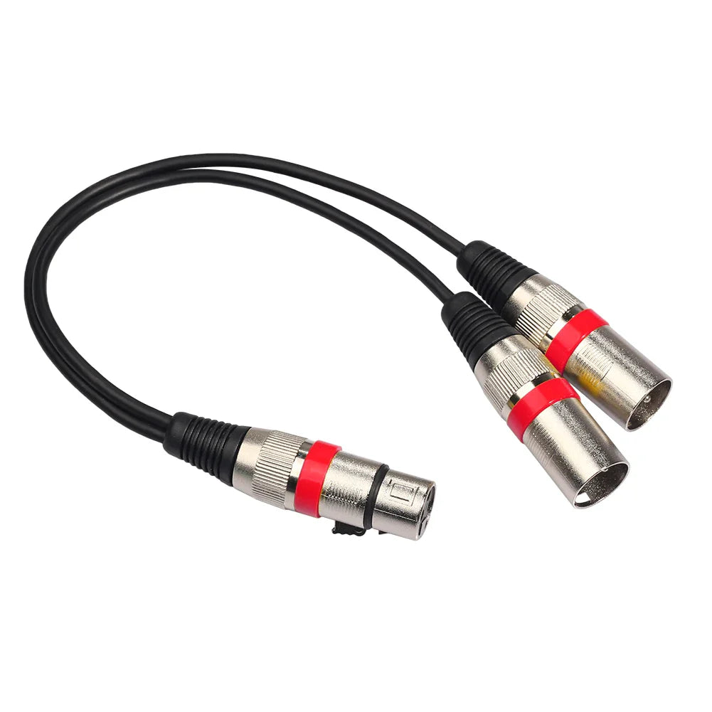 30cm 3Pin XLR Female Jack to Dual 2 Male Plug Adapter Cable Microphone Splitter Cord for Mic Amplifier Speaker Mixer Accessories