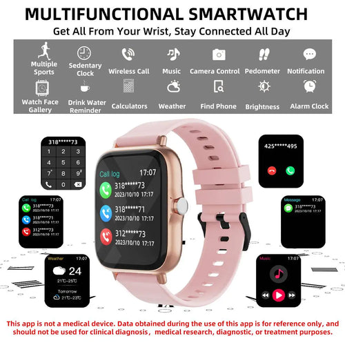1.83" Women Men Sports Smart Watch With Calling MessagE Anser Sleep Monitoring Pedometer Smartbands Fitness for iPhone Android