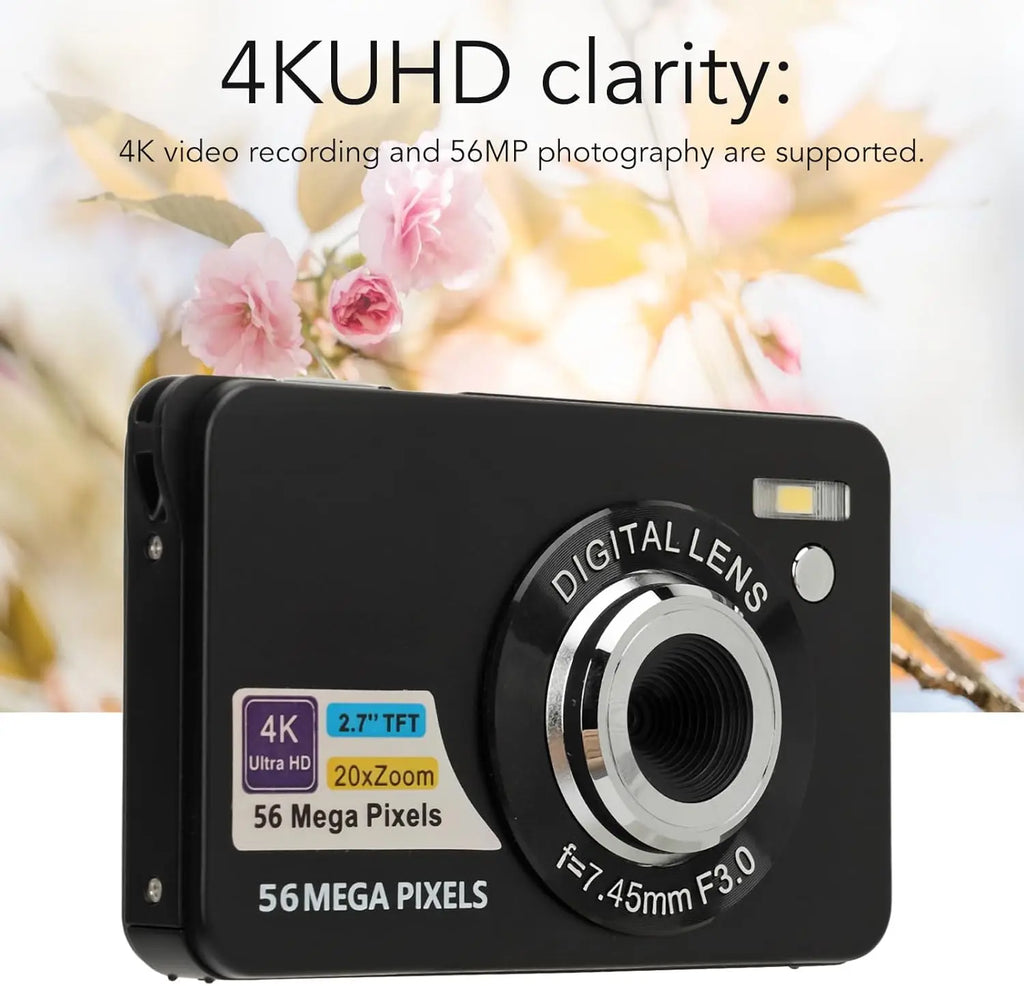 20X 56MP Digital Camera Photographic 2.7 Inch Screen 4K UHD Kids Camcorder Face Detect Auto Focus Self-Timer Camera For Children