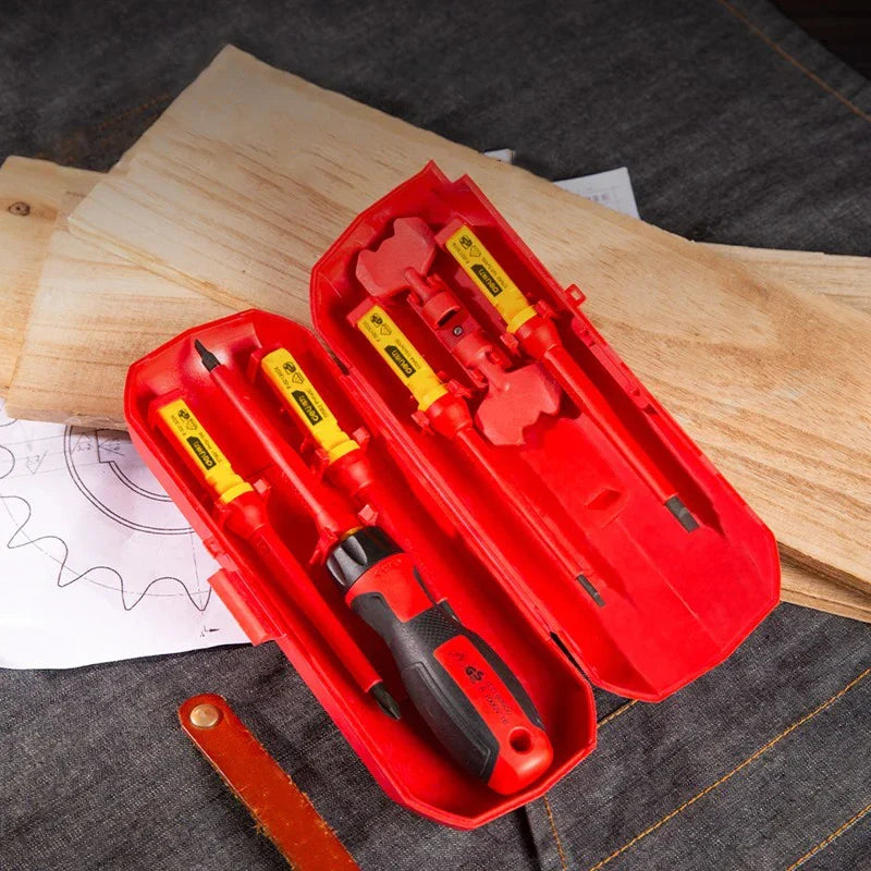 DELI Insulated Screwdriver Household Circuit Tool Insulated Isolated Current Electrician Cross Plate Screwdriver Edge Tool Kit