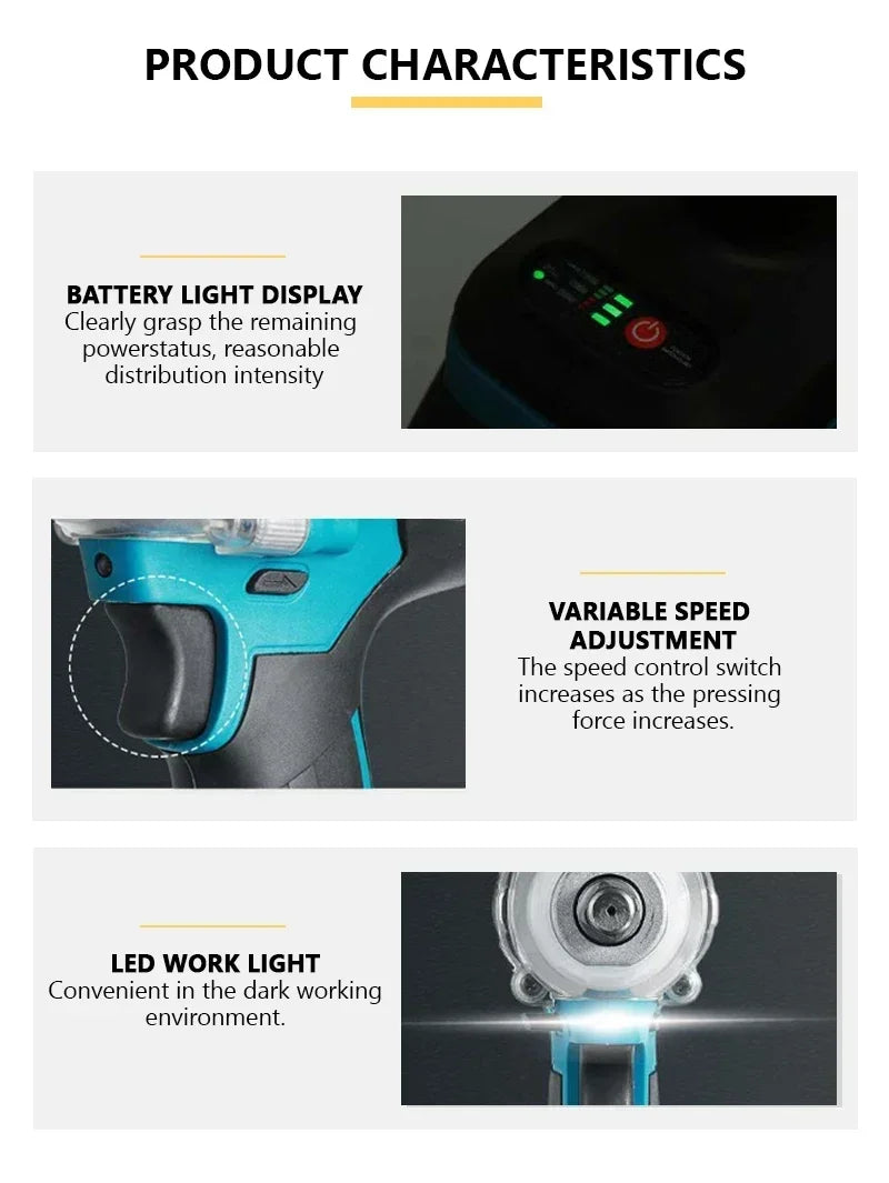 Makita DTW285 Brushless Electric Wrench Wrench Cordless 320N.M Impact Tool Power Tools Rechargeable For Makita 18V Battery
