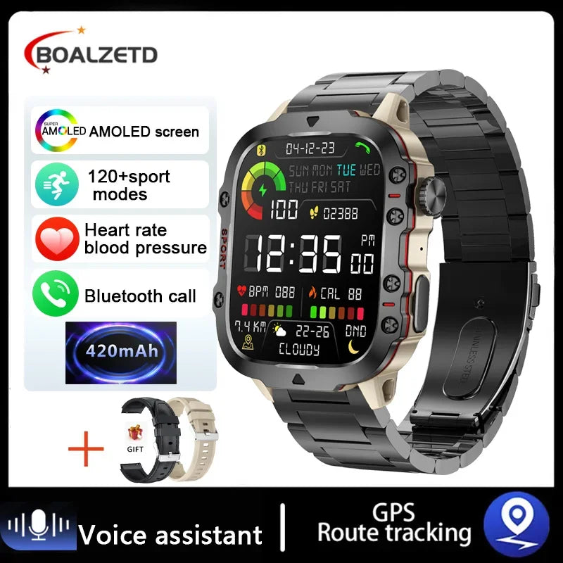 2025 New Military Smart Watch Men IP68 5ATM Outdoor Sports Fitness Tracker Health Monitor 1.81Inch BT Call Smartwatch For Men