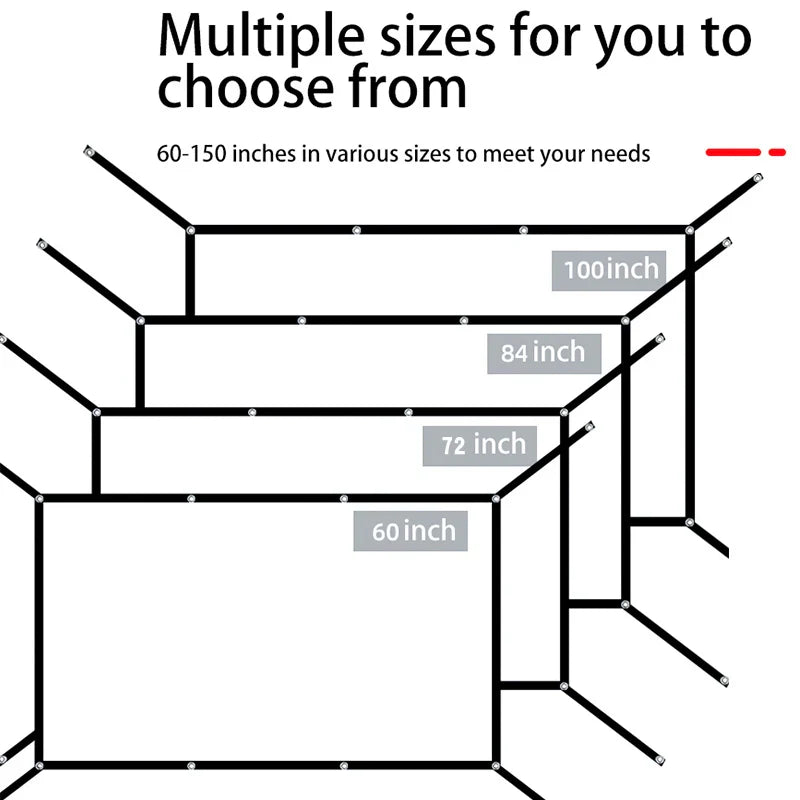 16: 9 portable foldable white soft screen, 60-150 inch high-definition wall mounted extended projection screen