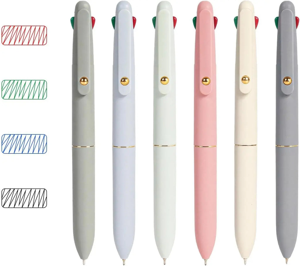 4-in-1 Multicolor Ballpoint Pen, 0.5mm Fine Point for Smooth Writing, Nurse & Student Accessories, Gift Set of 6