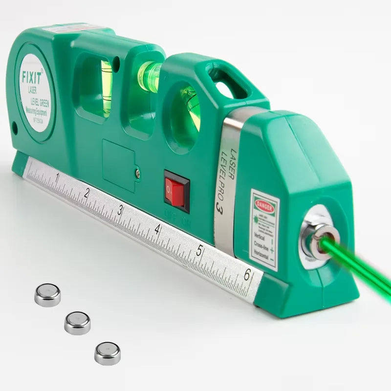 HOMEFISH Easy to Use Laser Level Line Tool Multipurpose Laser Level Kit Standard Cross Line Lase 8 Feet Measure Tape Ruler