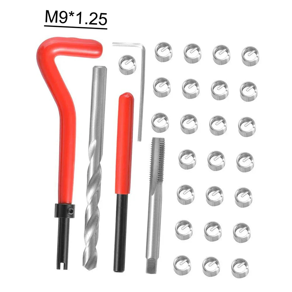 30Pcs Metric Thread Repair Insert Kit M3 M4 M7 M9 M11 Helicoil Car Pro Coil Tool 304 Stainless Steel Auto Repair Tool Bag