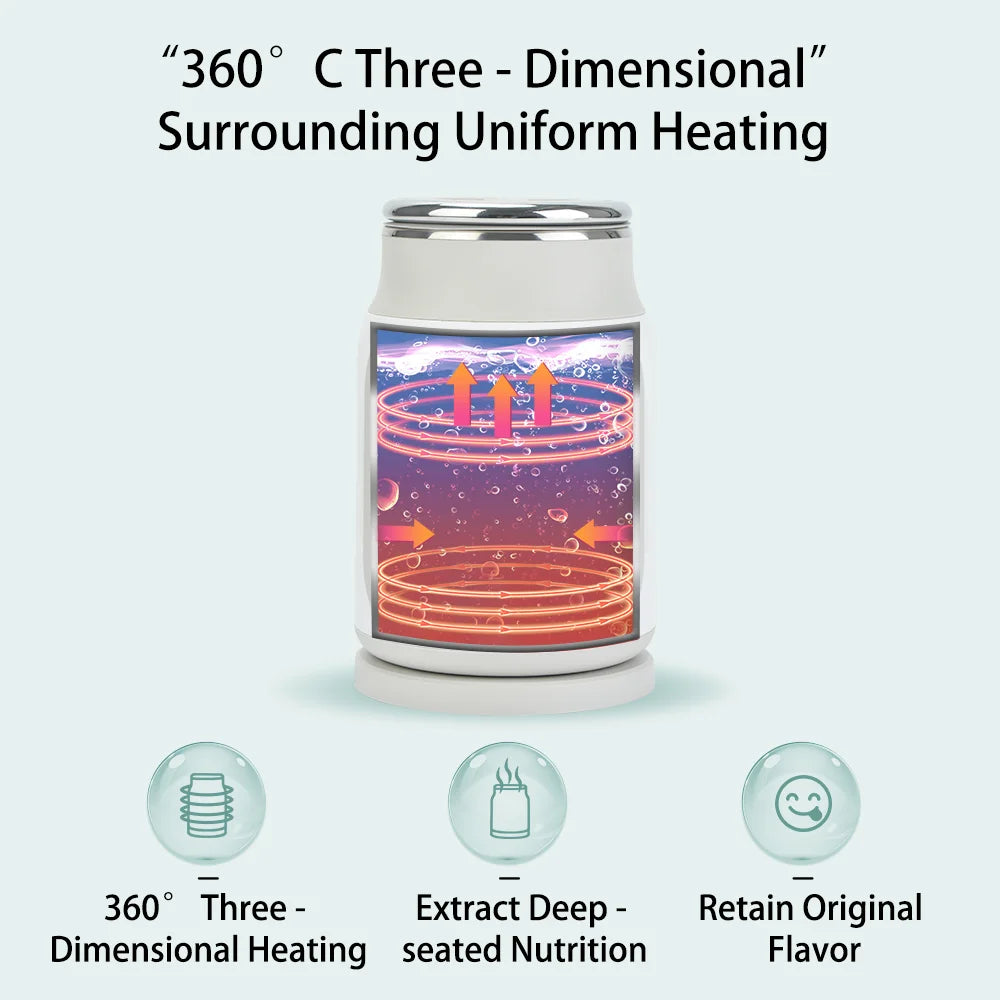 SUNATUR 600ml 700W Electric Cooker Multifunctional Rice Cooker Stew Pot Slow Cooker Mini Porridge Pot Portable Soup Pot