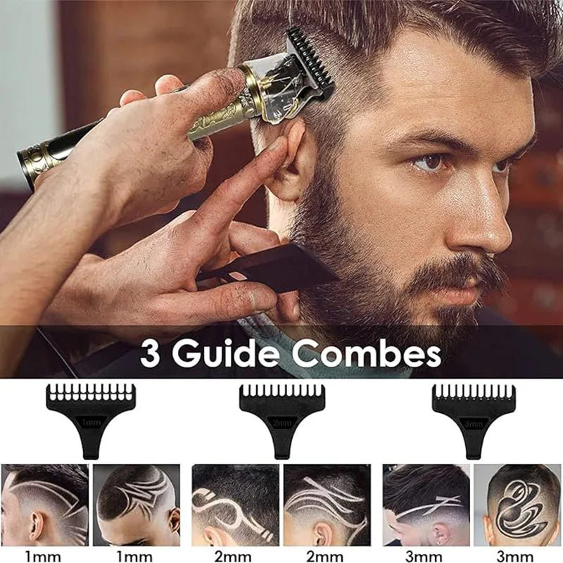 Men's Electric Vintage T9 Hair Clipper For Beard Trim Tools Professional Carving USB Charging Barber Hair Cutting Machine