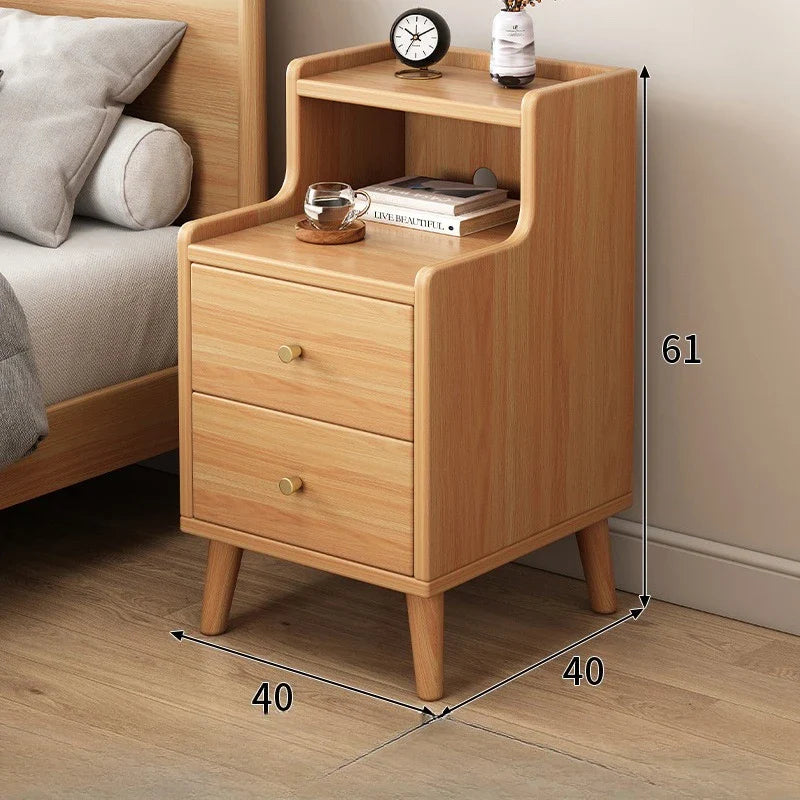 Modern Minimalist New Chinese Style Compact Narrow Bedside Table Nightstand Solid Wood Storage Drawer Bedroom Home Furniture