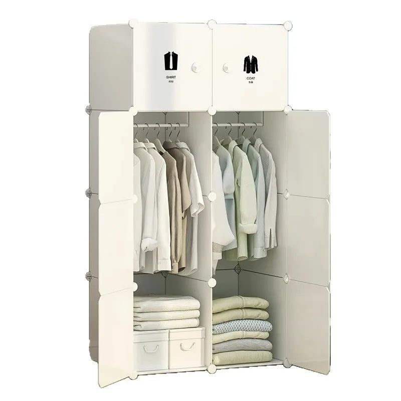 Portable Plastic Folding Wardrobe Closet Sturdy Durable Easy Assembly Clothes Storage Cabinet Bedroom Dorm Apartment Rental