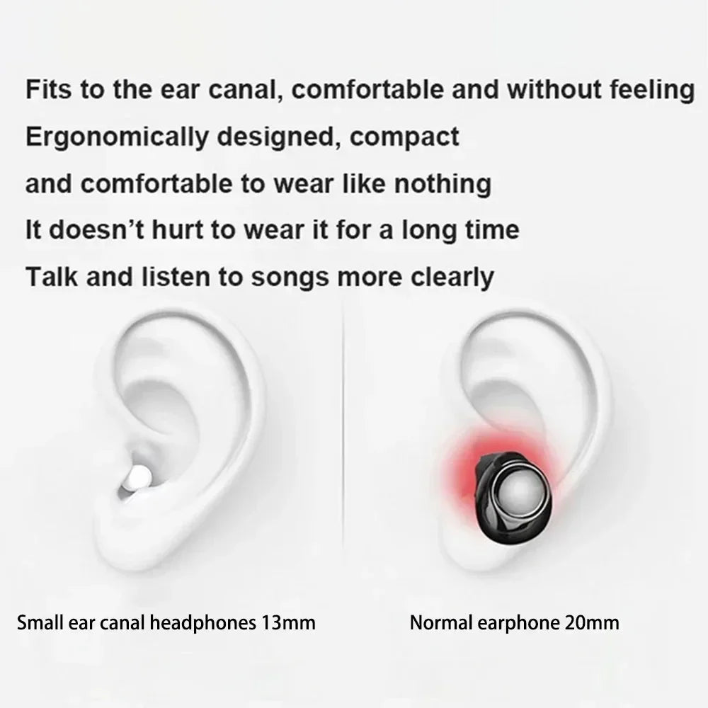 Mini Sleep Wireless Bluetooth Headphones TWS Headsets With Mic Stereo Sport In-ear EarphoneLong Standby HD Call Earbuds Game