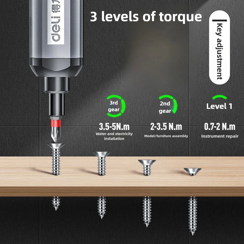 Deli Handheld Electric Screwdriver Lithium Charging Household Screwdriver Small Mini Electric Screwdriver Tool Set